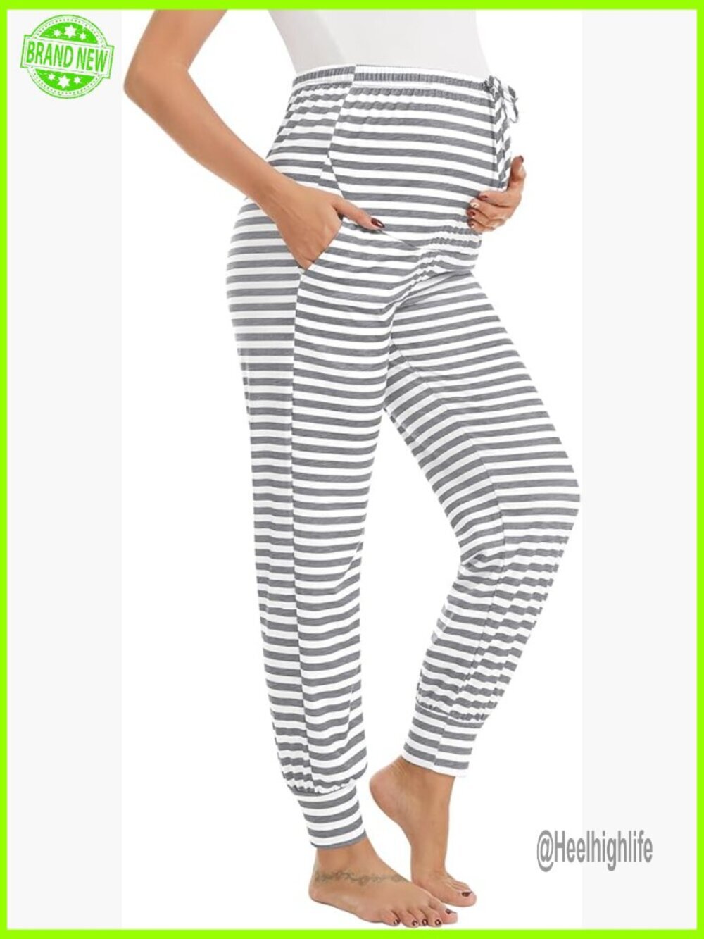 Maternity Lounge Pants with Pockets Stretchy Joggers Size Medium